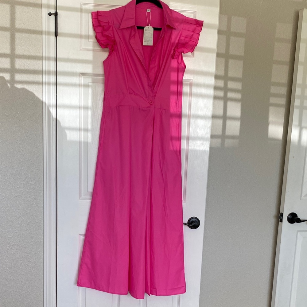 Pink Ruffled Sleeve Dress - Picture 3 of 3